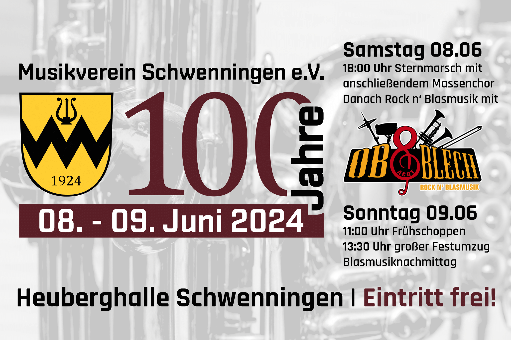 Plakat Jubiläum Musikverein Schwenningen Juni 2024
